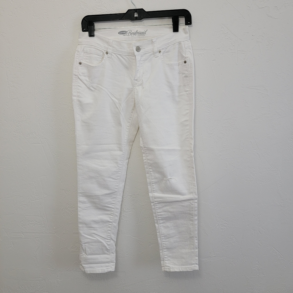 Old Navy The Boyfriend White Distressed Skinny Jeans Size 0